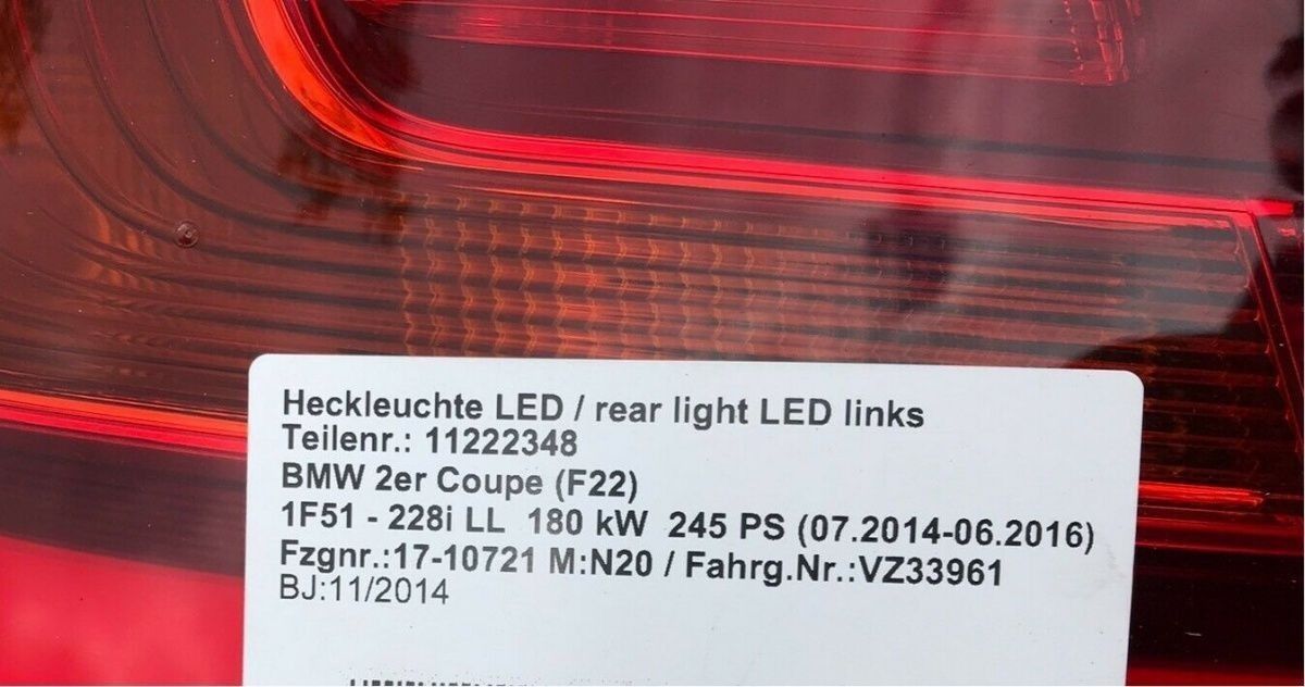 BMW Original 2er F22 LED Rückleuchte Rücklicht links oder rechts